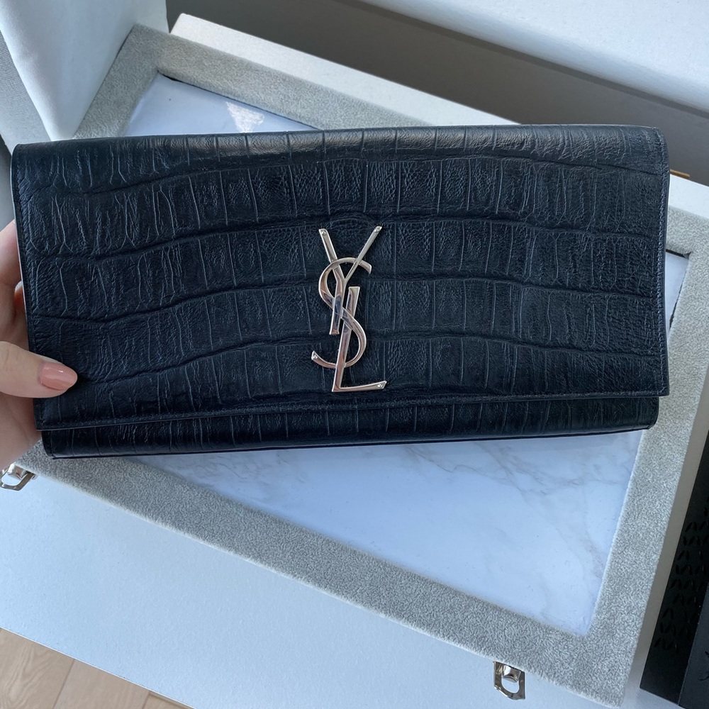 NWOT YSL Sac Cassandre Clutch Black Croc